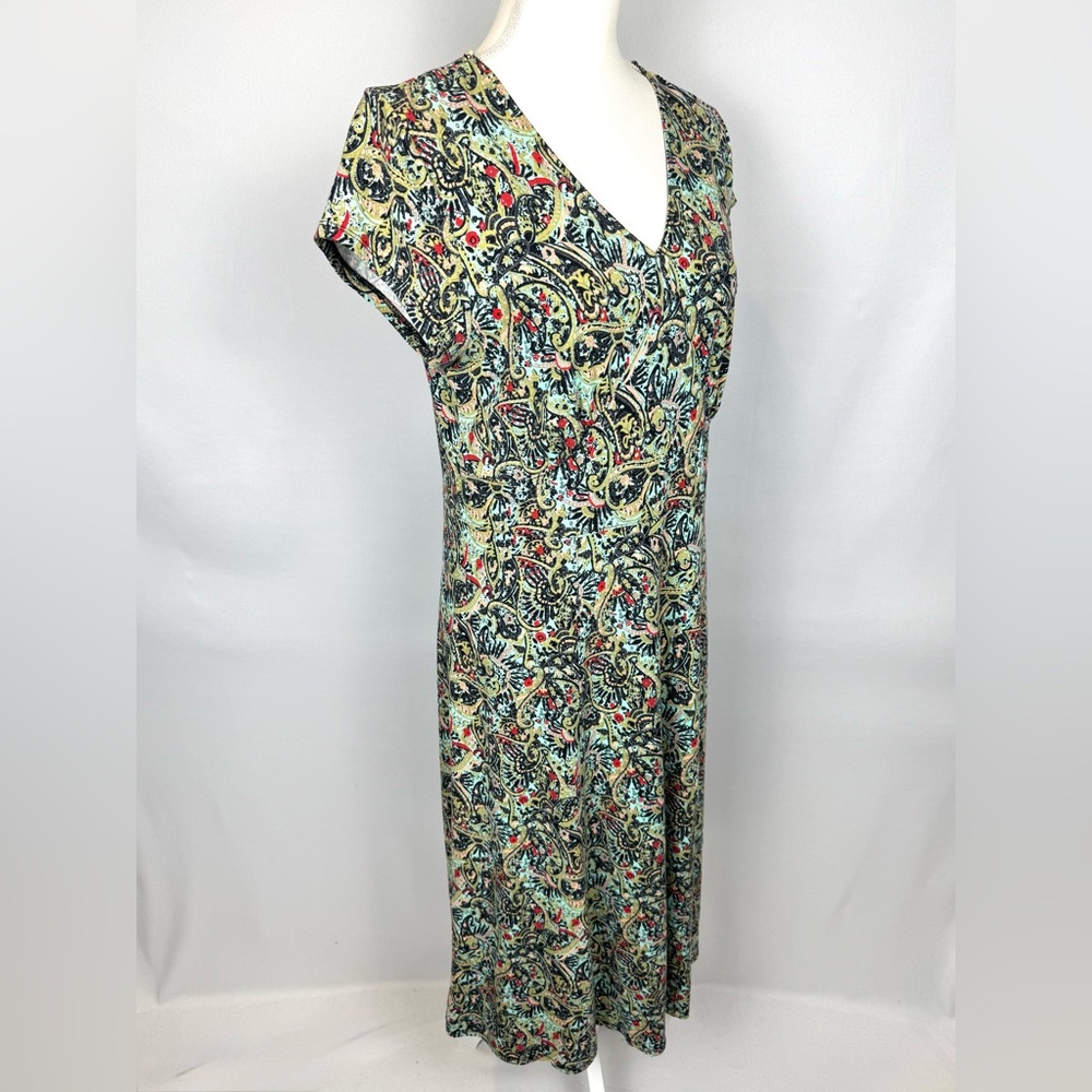 Sahalie Short Sleeve Dress Colorful Paisley Print Large Casual Dress Athleisure - Picture 3 of 8